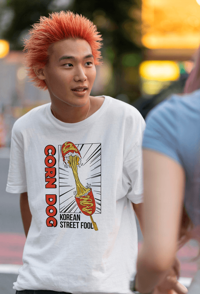 T-shirt CornDog 핫도그 - UNISEXE BLANC